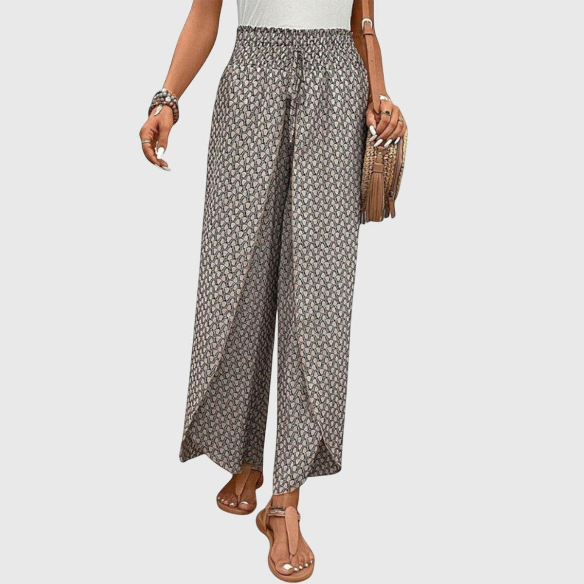 High Waisted Palazzo Trousers with Flowing Wide Leg