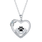 Dog Paw Print Pendant Necklace with Zirconia Sparkle