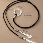 Western Hammered Drop Necklace in Silver Colour with Rustic Texture