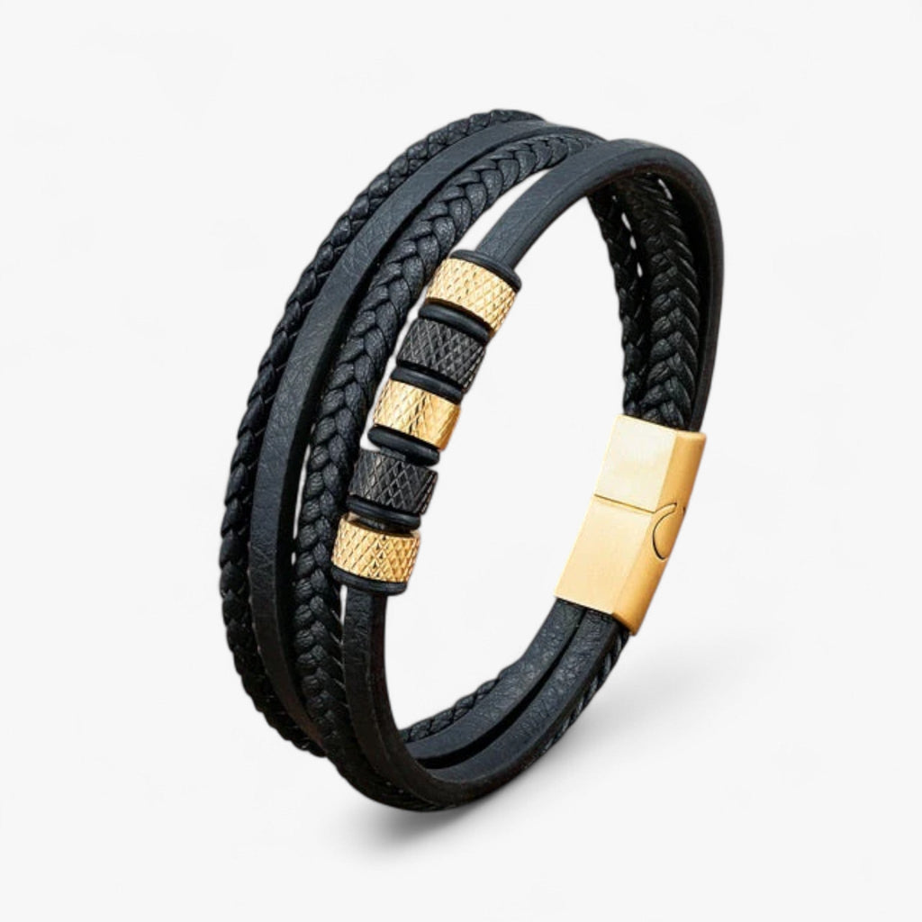 Pulsera trenzada multicapa para hombre con cierre magnético