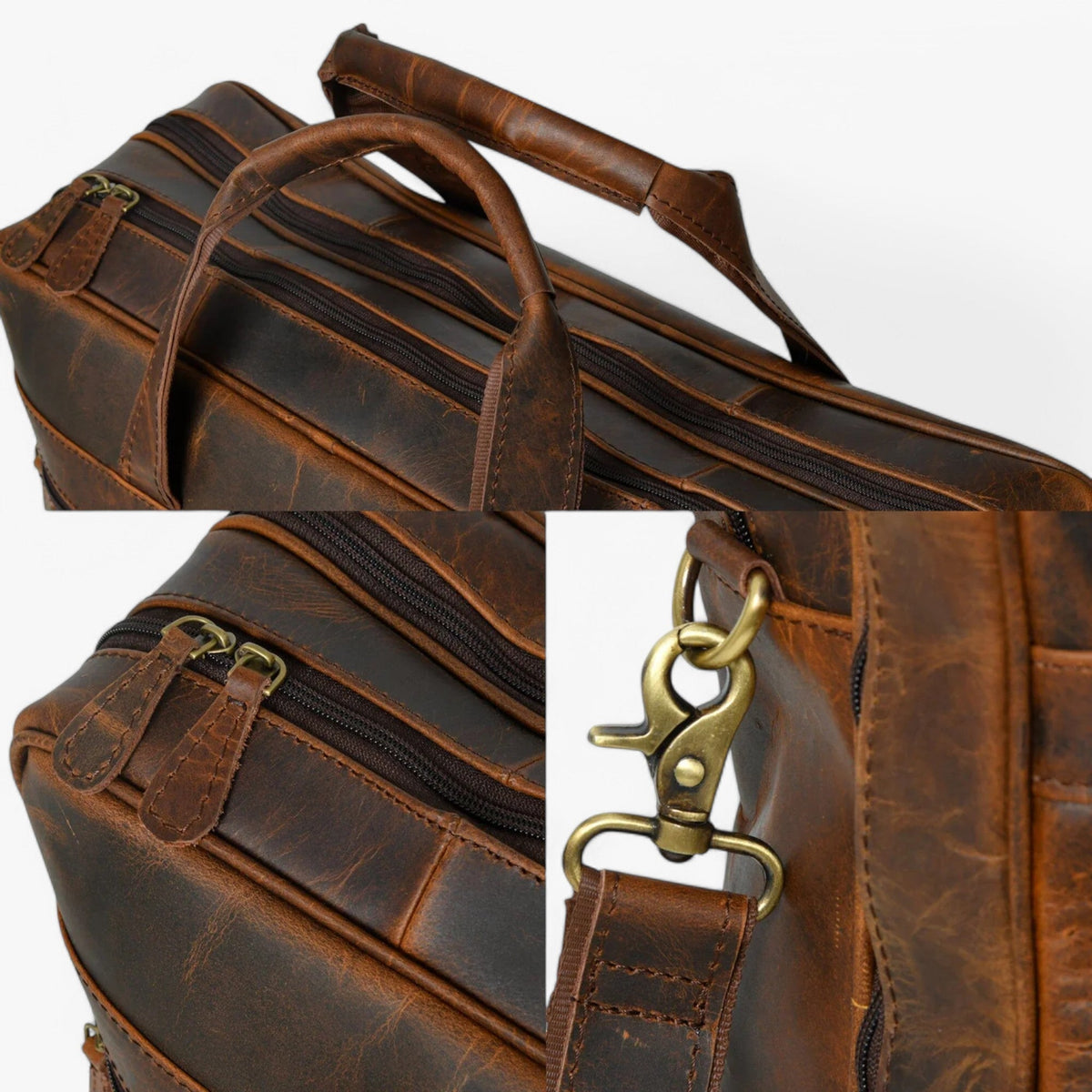Faux Leather Document Bag with Detachable Shoulder Strap