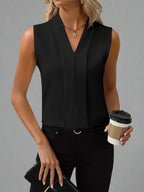 Sleeveless V-Neck Blouse with Clean Modern Cut