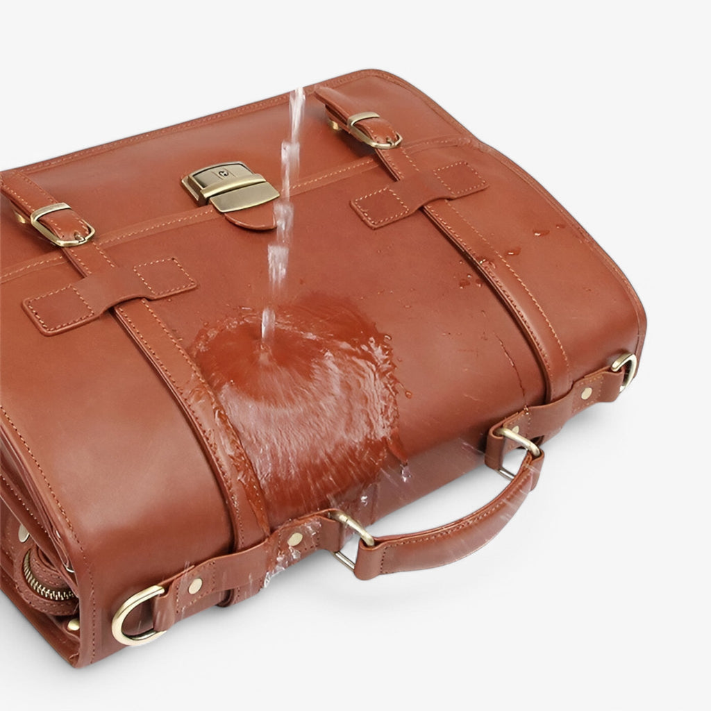 Faux Leather Portfolio Bag with Multiple Compartments for Work