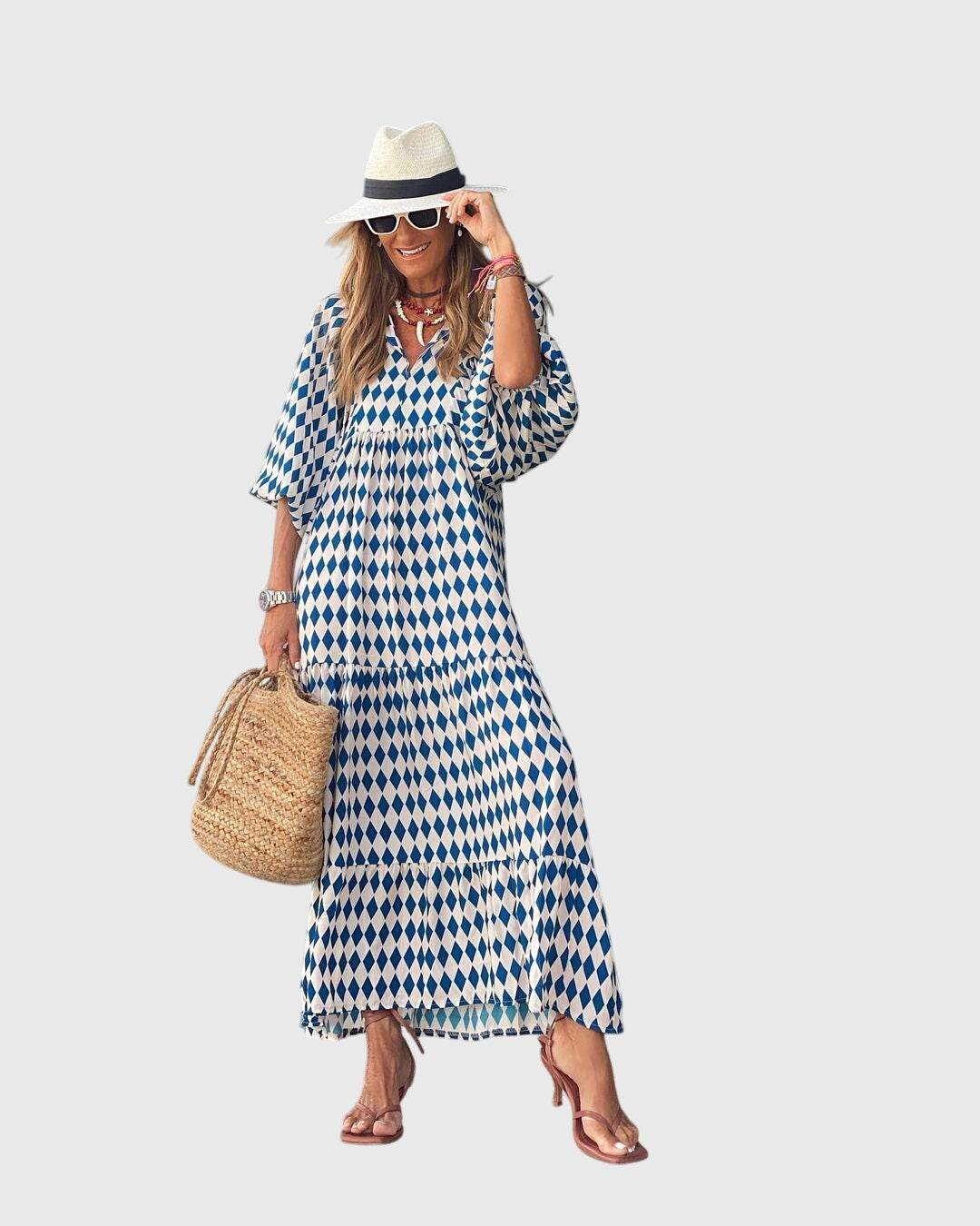 Bohemisk maxiklänning med flödande, graciös linje