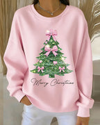 Sweatshirt med rund halsringning och festligt tryck