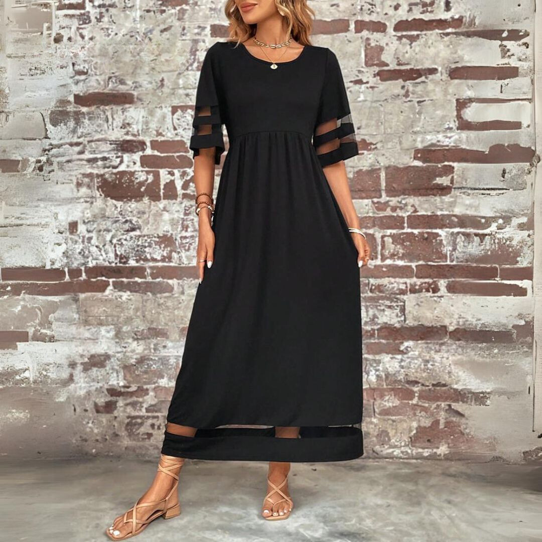 Midi Dress in Breathable Knit with Flowing Silhouette