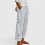 Nautical Stripe Trousers with Slimming Vertical Line