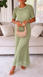 Layered Maxi Dress with Cut-Out Overlay and Slip