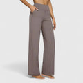 Straight Leg Trousers with Elasticated Waist and Pockets