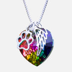 Rainbow Memorial Heart Pendant Necklace with Gentle Meaning