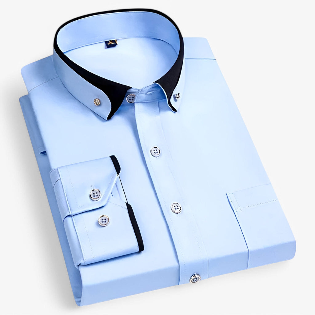 Figursydd finskjorta med button-down-krage och manschetter