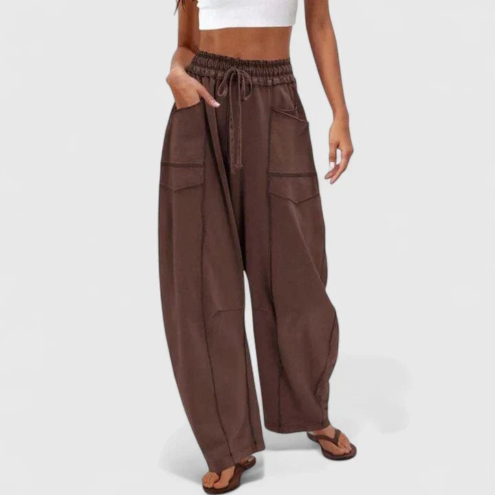 Baggy Leg Trousers with Easy Movement