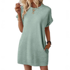 Round-Neck Dress with a Relaxed Fit for Warm Days