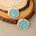 Vintage Bohemian Round Blue-Green Stone Earrings with Earthy Tone
