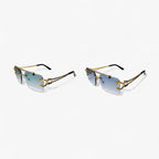 Rimless Square Sunglasses with a Gold-Tone Tiger Head Detail