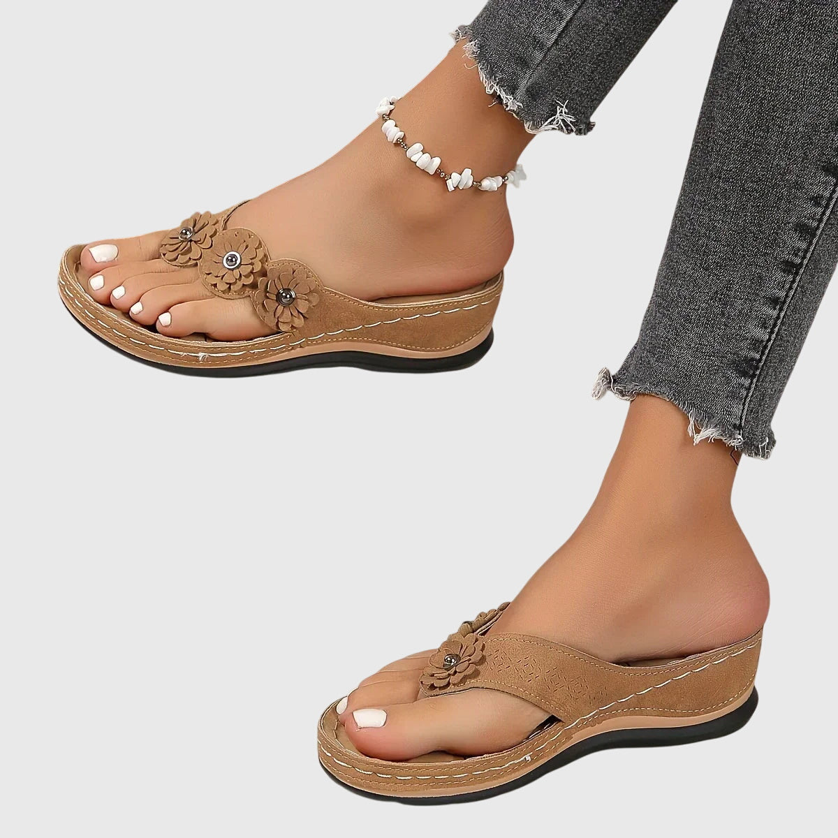 Contoured Flip Flops with Supportive Footbed
