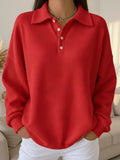 Polo Knit Jumper with Button Collar and Long Sleeves