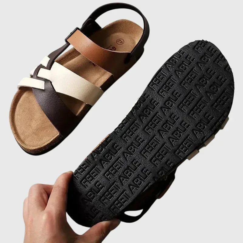 Sandalias anatómicas con acabado bicolor
