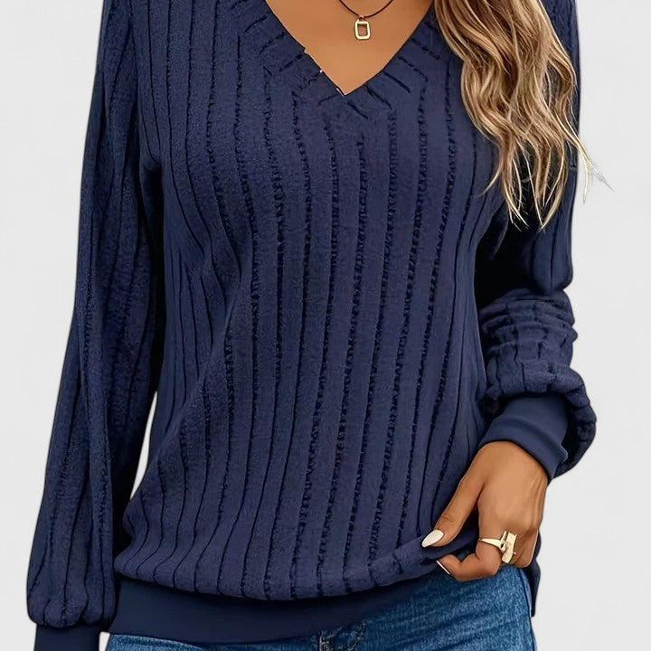 V-Neck Knit Jumper with Relaxed Fit