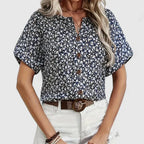Floral Print Blouse with Button Up Front