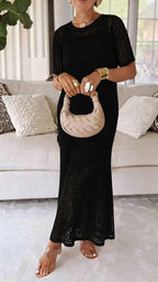 Layered Maxi Dress with Cut-Out Overlay and Slip