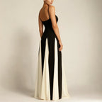 Strapless Maxi Dress with Contrast Stripe and Adjustable Straps