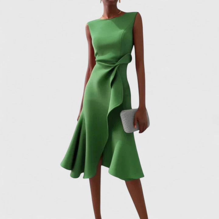 Asymmetric Dress with Modern Draped Cut