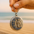Mermaid and Moon Pendant Necklace in Silver Colour