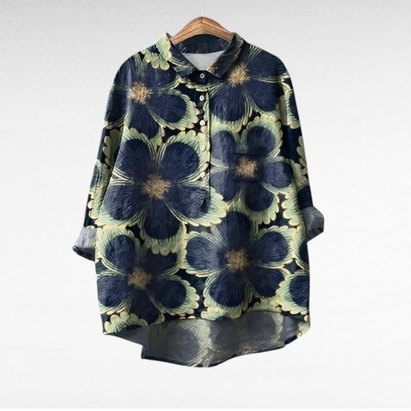 Relaxed Summer Blouse with Soft Sheen and Print