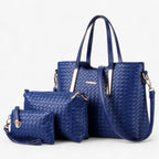 Bolso de piel vegana con textura trenzada y asas metálicas