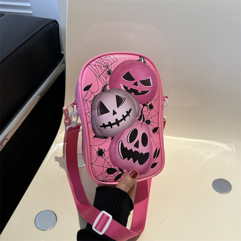 Pumpkin Print PU Shoulder Bag for Halloween Costumes