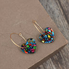 Vintage Resin Glitter Heart Pendant Earrings with Playful Sparkle