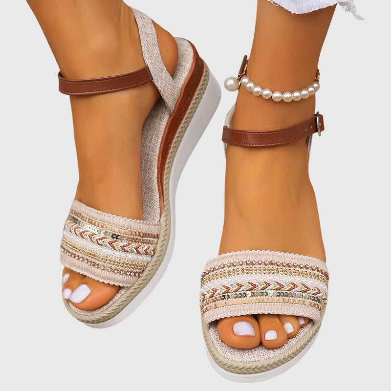 Slip in-sommarsandaler med ankelrem
