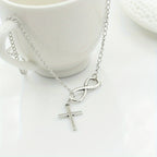 Simple Infinity Cross Short Necklace in Gold Colour