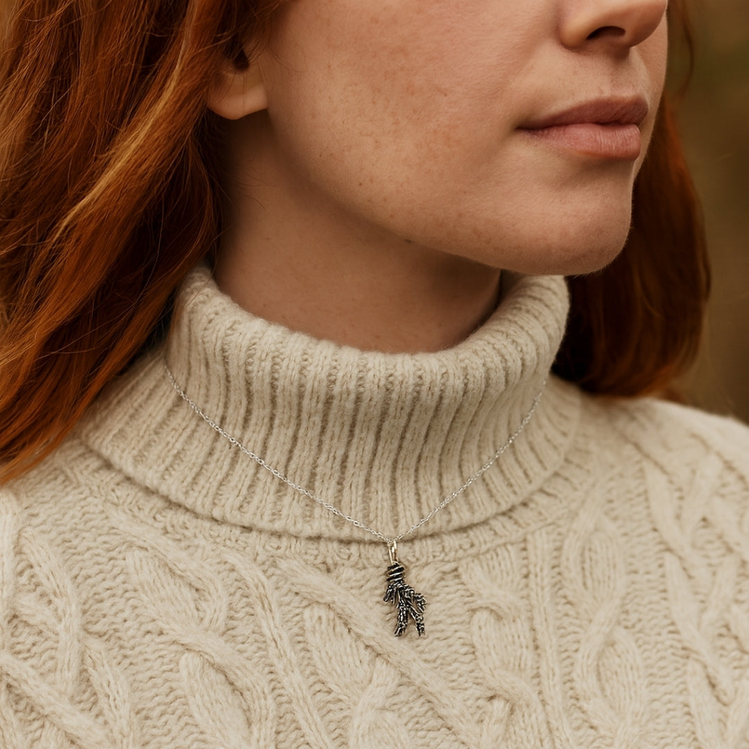 Pine Tree Pendant Necklace with Evergreen Feel in Silver Colour