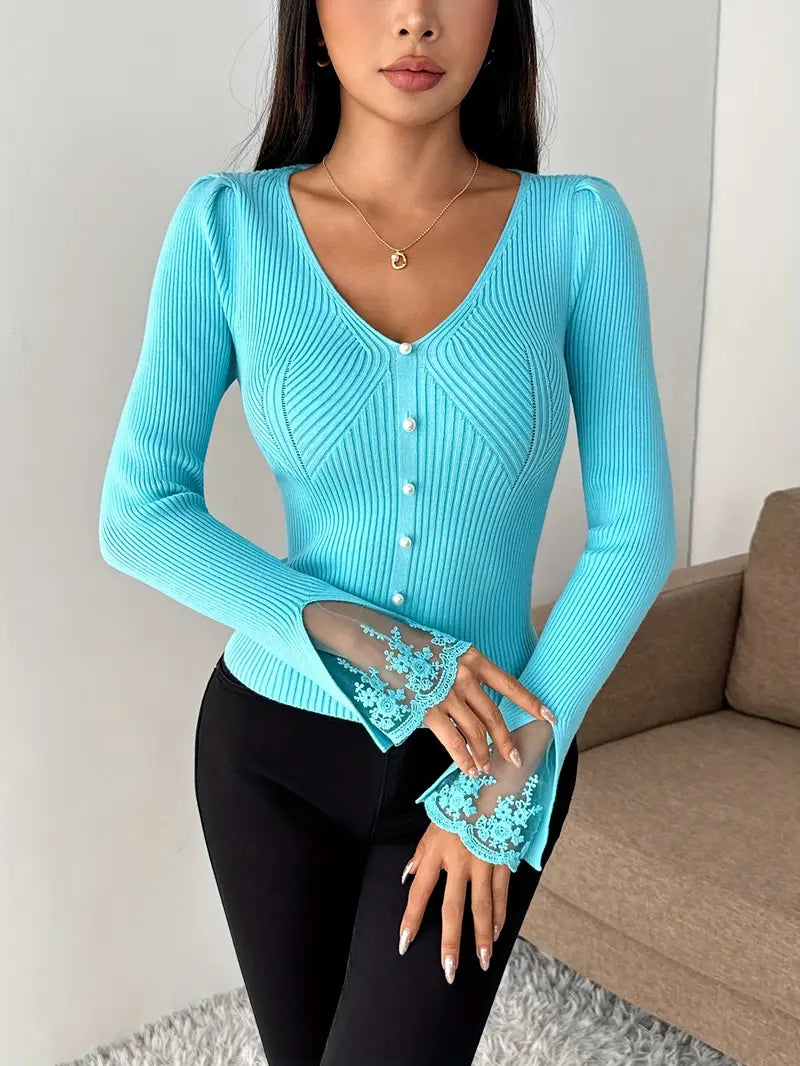 Floral V-Neck Jumper with Soft Handle