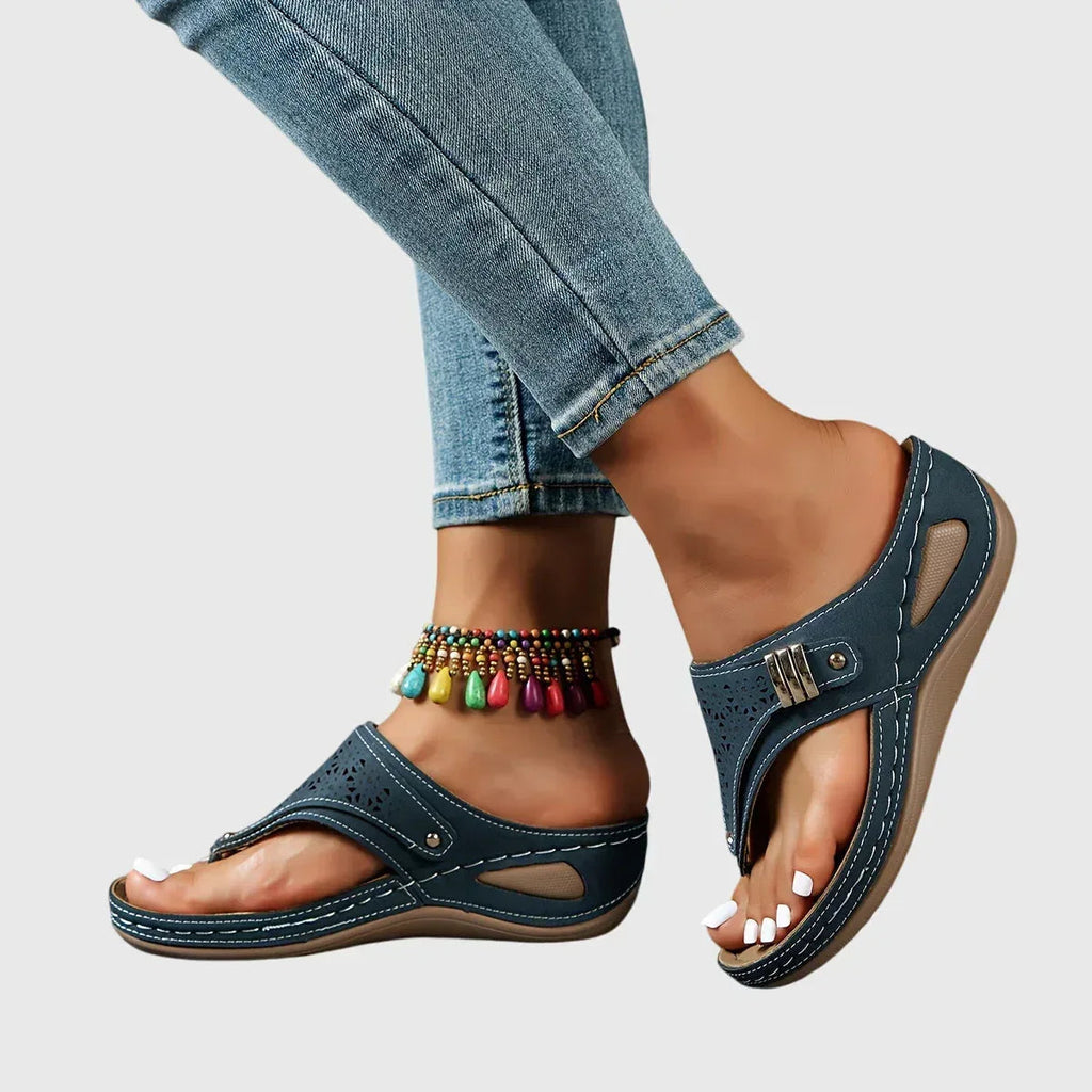 Slip-On Sandals with Striped Detail