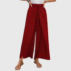 Pantalones palazzo de talle alto con pierna ancha y fluida