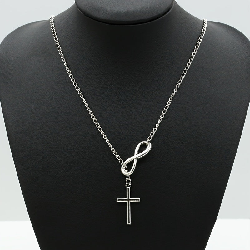 Simple Infinity Cross Short Necklace in Gold Colour