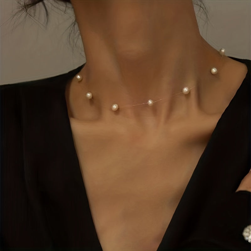 Minimalist White Faux Pearl Necklace with Clean Lines