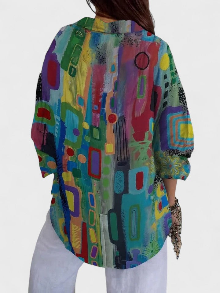 Geometric Pattern Blouse with Modern Finish