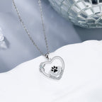Dog Paw Print Pendant Necklace with Zirconia Sparkle