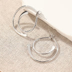 Vintage Patchwork Earrings in Silver Colour with Mixed Textures