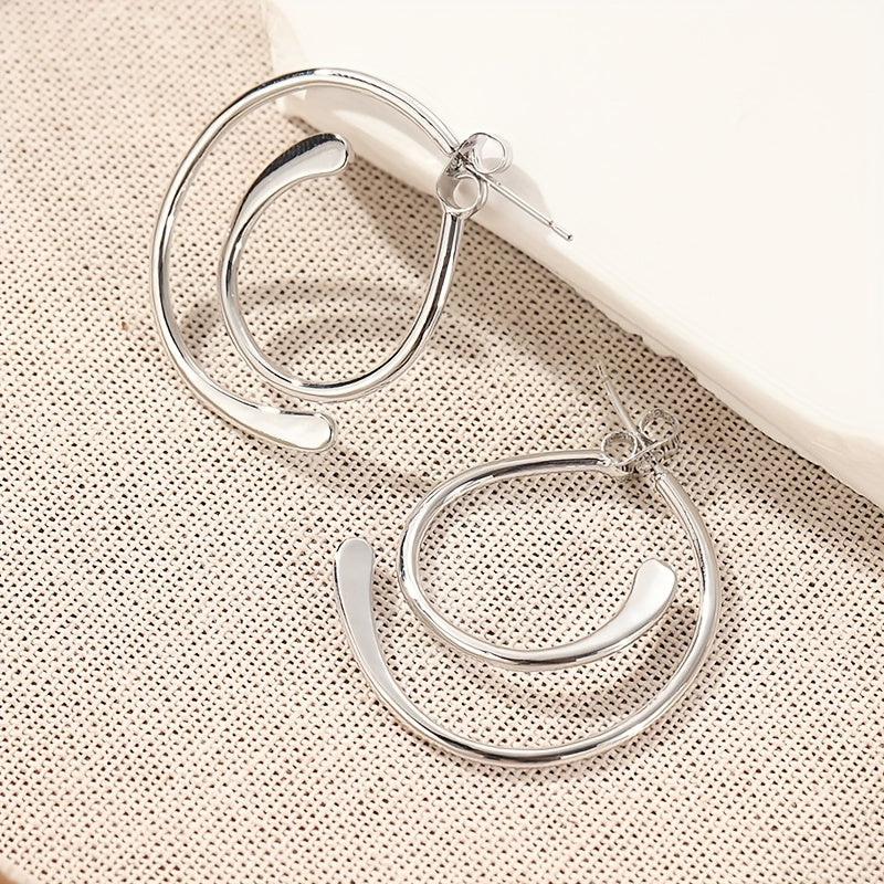Vintage Patchwork Earrings in Silver Colour with Mixed Textures
