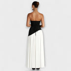 Strapless Maxi Dress with Contrast Bodice and Side Slit