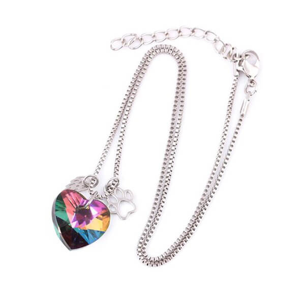 Rainbow Memorial Heart Pendant Necklace with Gentle Meaning