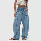 Baggy Leg Trousers with Easy Movement