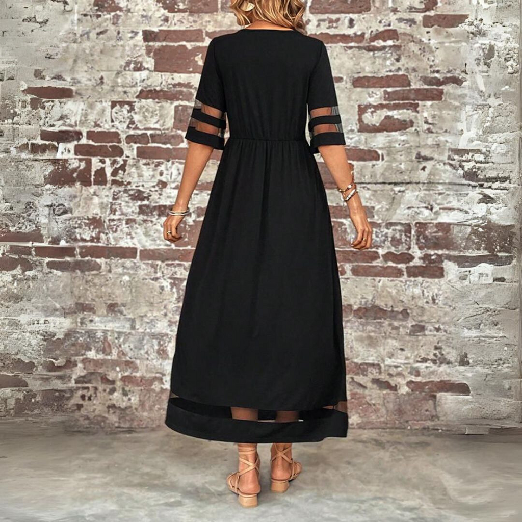 Midi Dress in Breathable Knit with Flowing Silhouette