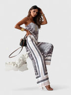 Fitted Two Piece Set with Tie Detail Trousers