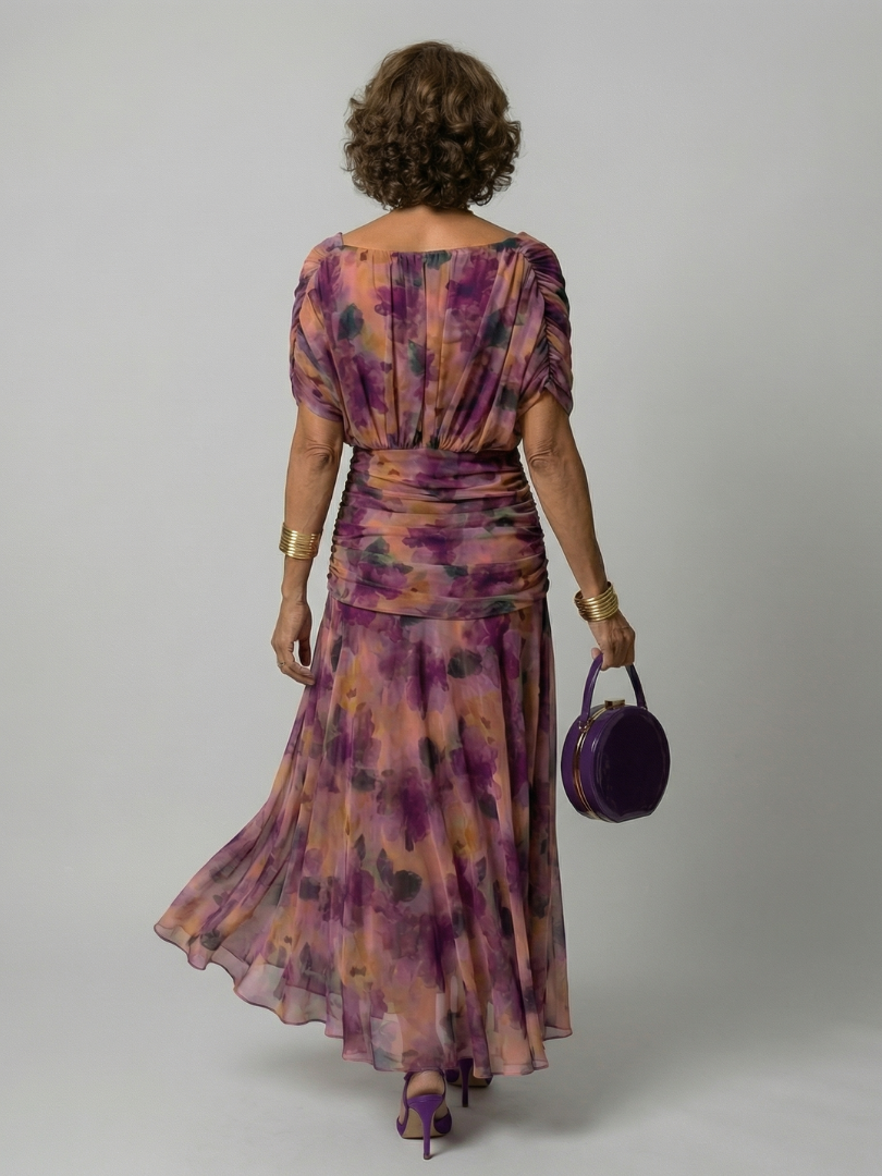 Off Shoulder Midi Dress with Draped Neckline